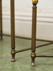 Antique French Napoleonic Style, Green Marble Topped Gilt Bronze Nesting Tables