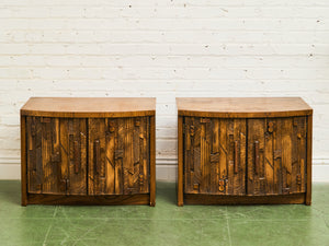 Brutalist Pueblo Pair of Nightstands by Lane