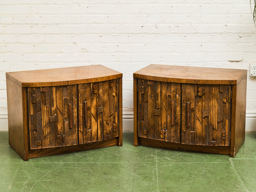 Brutalist Pueblo Pair of Nightstands by Lane
