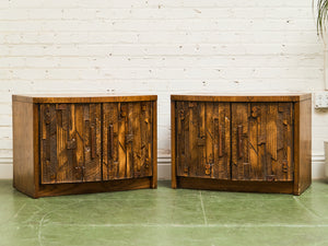 Brutalist Pueblo Pair of Nightstands by Lane