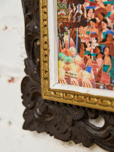 Balinese Tempera on Canvas Figural Folk/Village Scenes Painting by IMD Teblin of Penestanan Kelod