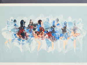 Large Ballerinas Dancing Lithograph Artwork Signed Hilda Rindom