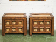 Load image into Gallery viewer, Brutalist Oak and Cork Pair of Nightstands
