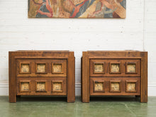 Load image into Gallery viewer, Brutalist Oak and Cork Pair of Nightstands
