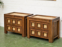 Load image into Gallery viewer, Brutalist Oak and Cork Pair of Nightstands
