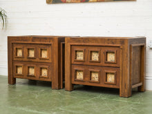 Load image into Gallery viewer, Brutalist Oak and Cork Pair of Nightstands

