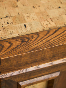 Brutalist Oak and Cork Pair of Nightstands