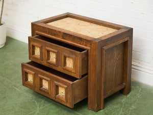Brutalist Oak and Cork Pair of Nightstands