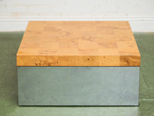 Load image into Gallery viewer, Milo Baughman Burlwood and Chrome Coffee Table
