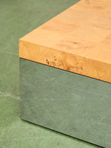 Milo Baughman Burlwood and Chrome Coffee Table