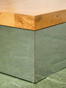 Milo Baughman Burlwood and Chrome Coffee Table