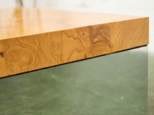 Milo Baughman Burlwood and Chrome Coffee Table