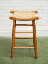 Load image into Gallery viewer, 1950s Solid Maple and Rush Seat Counter Stools Bar Stools, a Pair
