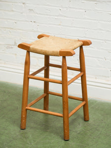 1950s Solid Maple and Rush Seat Counter Stools Bar Stools, a Pair