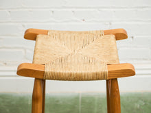 Load image into Gallery viewer, 1950s Solid Maple and Rush Seat Counter Stools Bar Stools, a Pair
