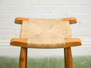 1950s Solid Maple and Rush Seat Counter Stools Bar Stools, a Pair