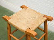 Load image into Gallery viewer, 1950s Solid Maple and Rush Seat Counter Stools Bar Stools, a Pair
