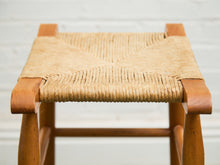 Load image into Gallery viewer, 1950s Solid Maple and Rush Seat Counter Stools Bar Stools, a Pair
