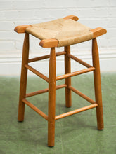 Load image into Gallery viewer, 1950s Solid Maple and Rush Seat Counter Stools Bar Stools, a Pair
