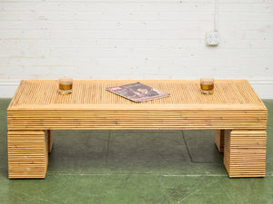 Post Modern Chunky Leg Sculptural Reeded Coffee Table