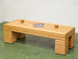Post Modern Chunky Leg Sculptural Reeded Coffee Table