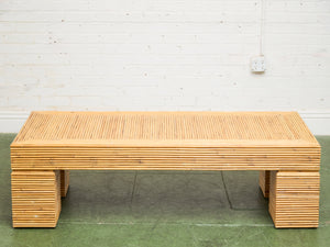 Post Modern Chunky Leg Sculptural Reeded Coffee Table