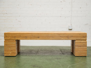 Post Modern Chunky Leg Sculptural Reeded Coffee Table