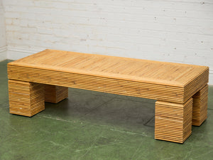 Post Modern Chunky Leg Sculptural Reeded Coffee Table