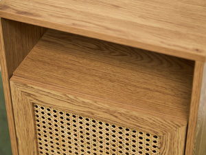Single Blonde Rattan Front Nightstand