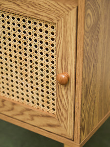 Single Blonde Rattan Front Nightstand