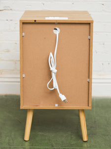 Single Blonde Rattan Front Nightstand