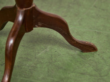 Load image into Gallery viewer, Late 20th Century Pedestal Tripod Tooled Leather Top Mahogany Candle Stand
