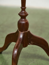 Load image into Gallery viewer, Late 20th Century Pedestal Tripod Tooled Leather Top Mahogany Candle Stand
