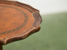 Load image into Gallery viewer, Late 20th Century Pedestal Tripod Tooled Leather Top Mahogany Candle Stand
