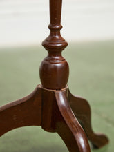 Load image into Gallery viewer, Late 20th Century Pedestal Tripod Tooled Leather Top Mahogany Candle Stand
