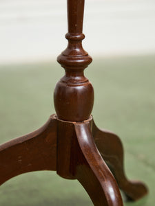Late 20th Century Pedestal Tripod Tooled Leather Top Mahogany Candle Stand