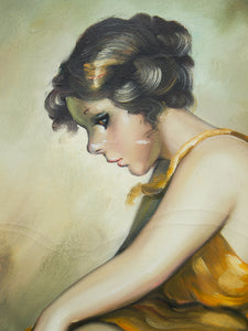 Girl in Golden Dress Ballerina Oil Painting