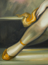 Load image into Gallery viewer, Girl in Golden Dress Ballerina Oil Painting
