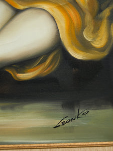 Girl in Golden Dress Ballerina Oil Painting