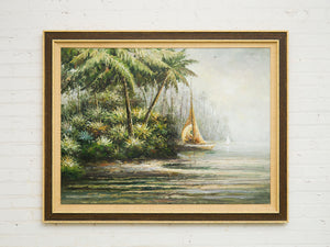 Sails on a Tropical Shore Oil Painting