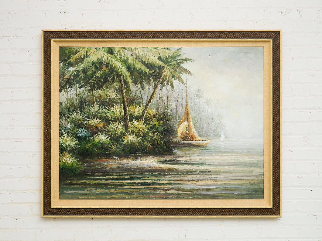 Sails on a Tropical Shore Oil Painting