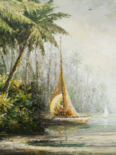 Load image into Gallery viewer, Sails on a Tropical Shore Oil Painting
