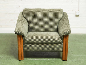 Danish Modern Checker Olive Club Chair