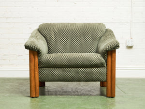 Danish Modern Checker Olive Club Chair