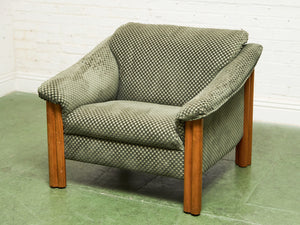 Danish Modern Checker Olive Club Chair