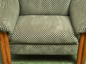 Danish Modern Checker Olive Club Chair
