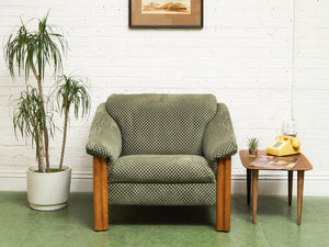 Danish Modern Checker Olive Club Chair