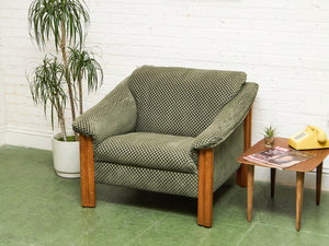 Danish Modern Checker Olive Club Chair