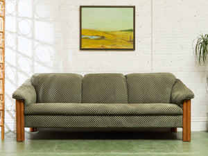 Large Danish Teak Lounge Checker Sofa