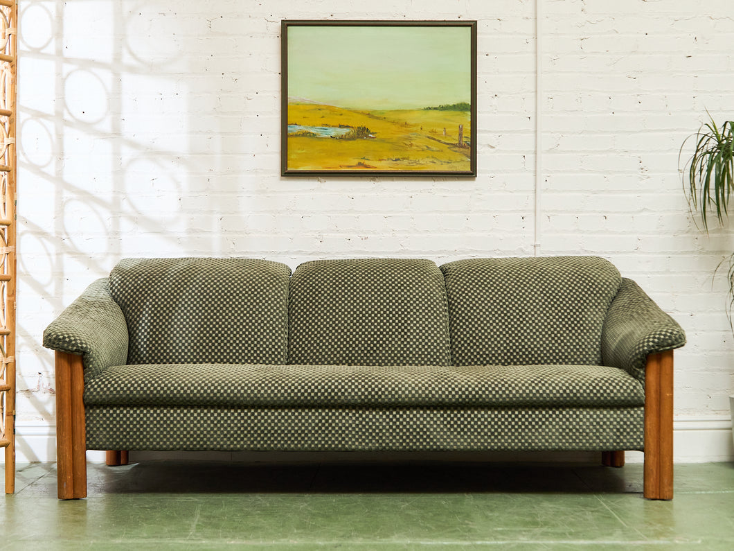 Large Danish Teak Lounge Checker Sofa